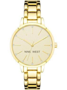 Women's All Gold Analog Quartz Crystal Accented Bracelet Round Classic Watch